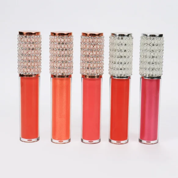 

Professional wholesale OEM customization 5ml diamond top lip gloss tubes lipstick bottle glitter lip gloss vendor, Multi-colors