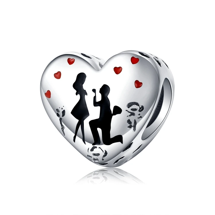 

Qings Romantic Charm Bead Marry Me 925 Sterling Silver Charm With Love Confession charms for bracelet making jewelry For Lover, Multi color