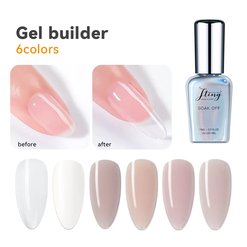 

JTING 6 colors professional quickly extend UV nail gel builder liquid extension gel polish OEM ODM private label