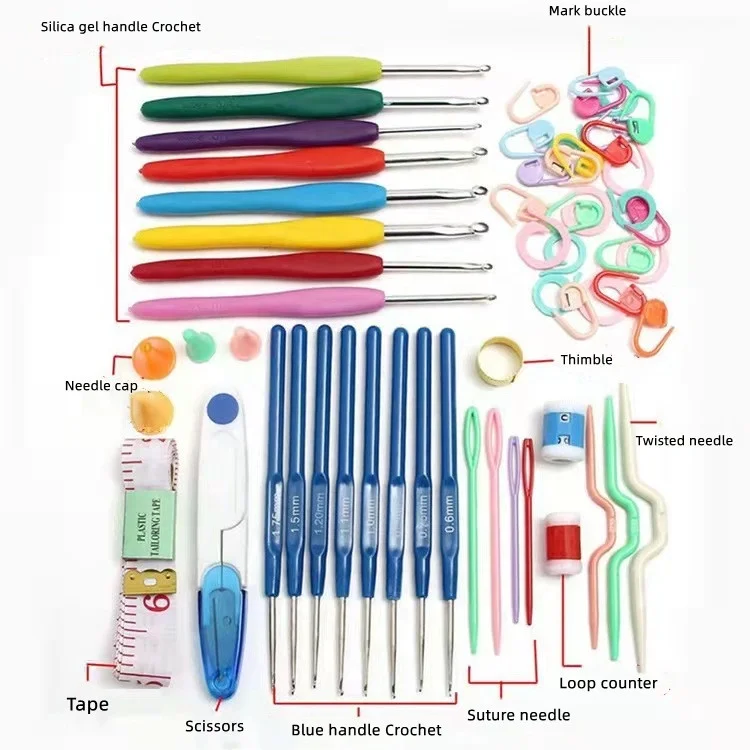 

drop shipping HOT sell colorful Knitting needle kit set extended soft handle manual DIY crochet for hand knitting