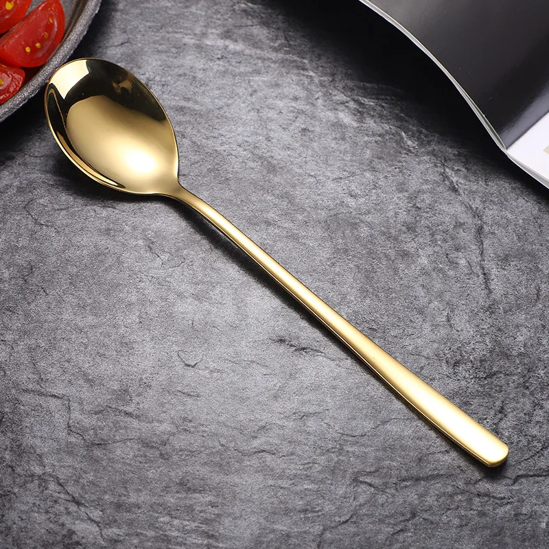 

Wholesale Long handle Ice Cream Spoon Custom Small Korean Gift Metal 304 Stainless Steel Fork Spoons, Silver,gold