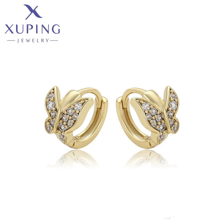 

X000677671xuping jewelry special shape daily romantic vintage fashionable simple 14K color gold plated women huggie earring