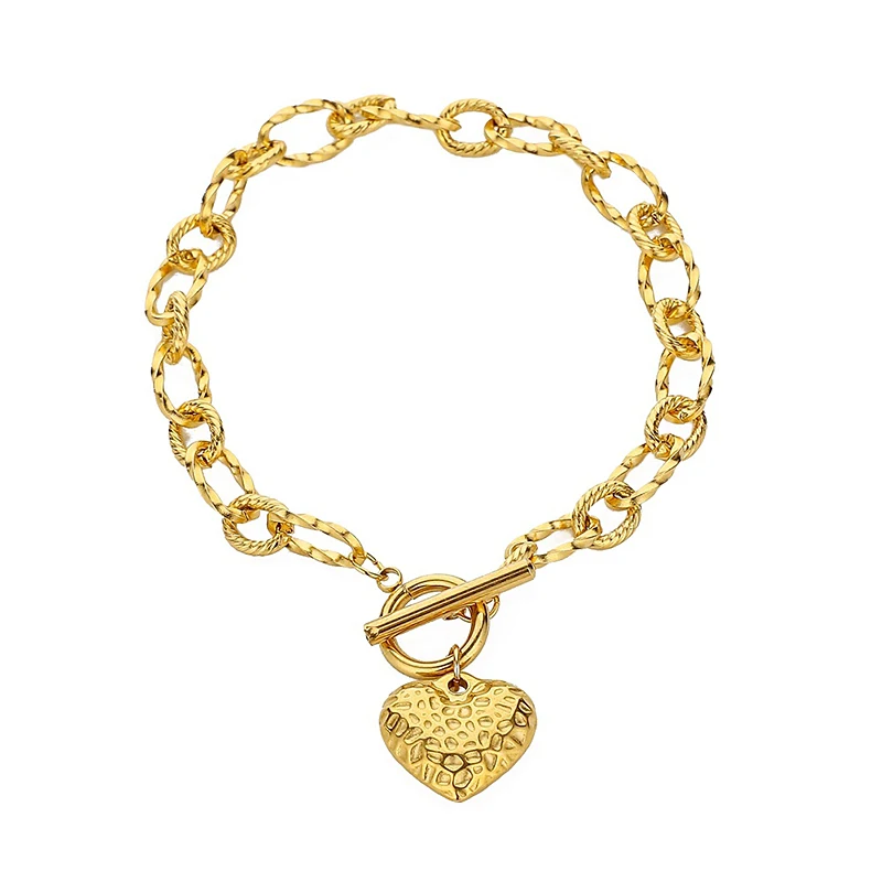 

The Most Simple Fashionable Designs Stainless Steel Heart Lock Pendants Luxury Bracelet