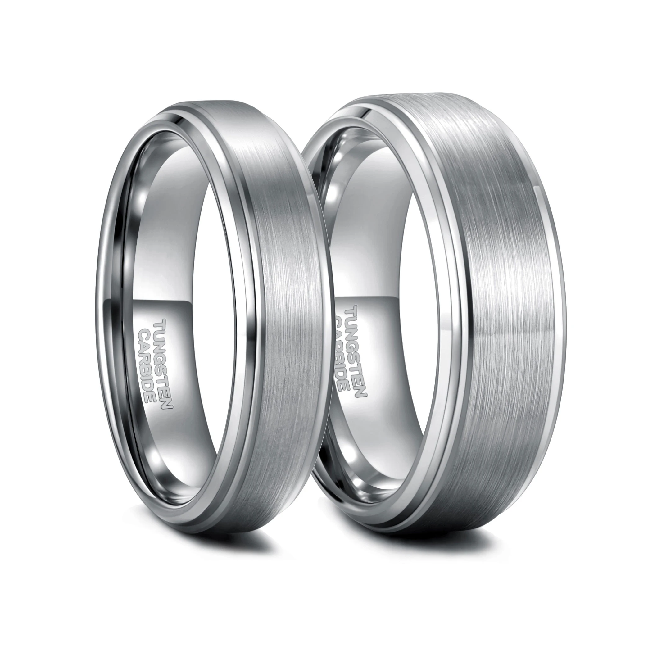 OAHLAN Fashion Jewelry Classic 6mm/8mm Wedding Band  Silver Brushed Tungsten Carbide Rings for Men Women Engagement Dropshipping