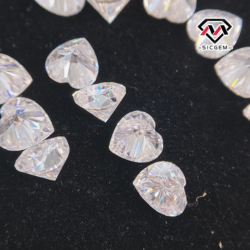 SICGEM Hot Sale Heart-Shaped Mossanite D Color 6.5mm  White Heart Cut VVS Moissanite Stone