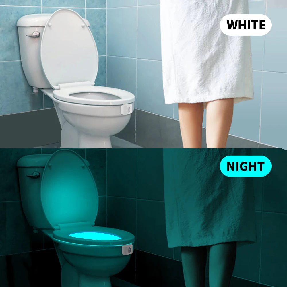 8 Color Indicator Toilet Light Motion Activated Sensor Toilet Seat Bowl