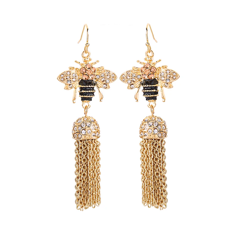 

e971301d Drop Shipping Charm Bee Chains Thread Gold Creole Earrings Wholesale Women Jewellery in Stock