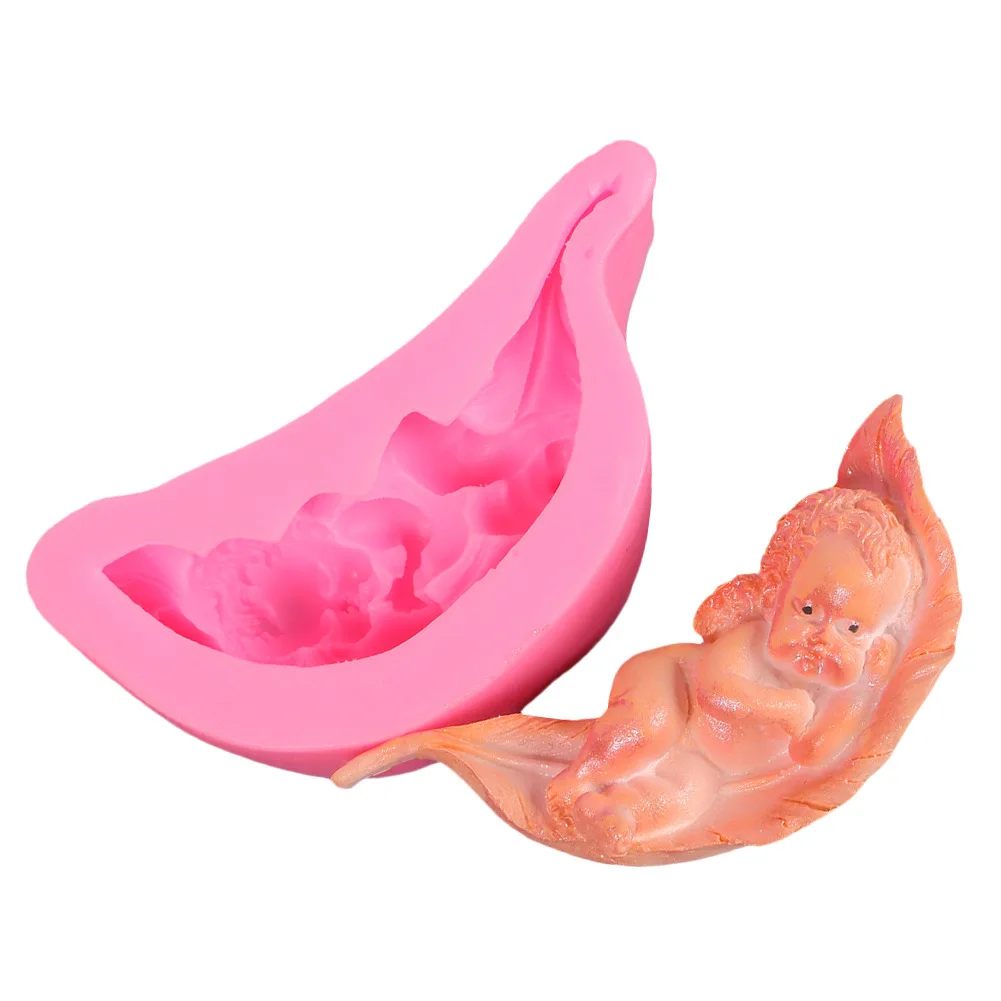 

Angel baby sleep cake mold DIY handmade soap silicone caly mold, Pink