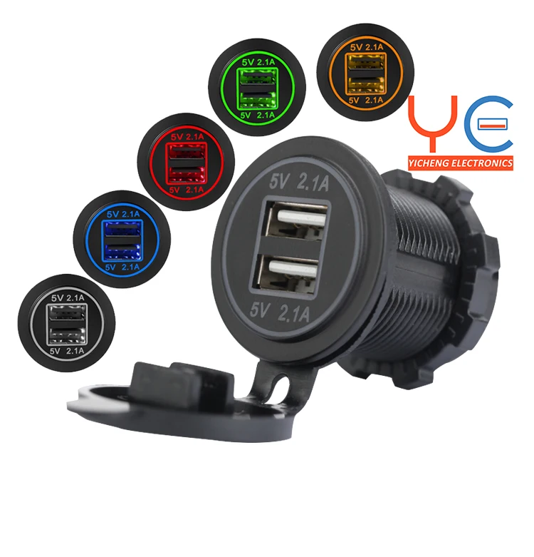 

12V 24V Fast Charging Double Port 4.2A 2.1A USB Charger Socket for Car Bus