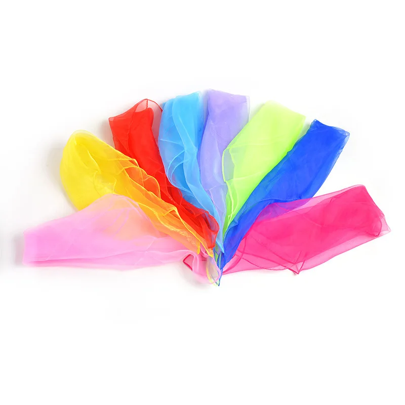 

Wholesale 60*60 cm small Square Juggling Silk Dance Scarves Pure Color Good Quality For Performances Baby