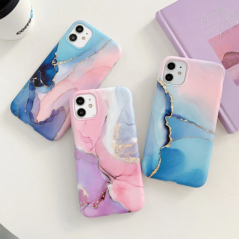 

Japanese Girls Style imd Soft Silicone Marble Full Cover Phone Case For iPhone 12 13 Pro Max, Mix