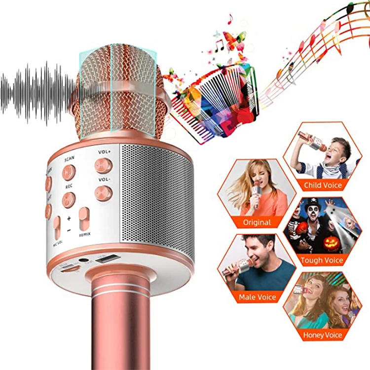 

Portable Kids Youtuber Party Bt Bluetooths Wireless Condenser Karaoke Mic Speaker Player Microphone