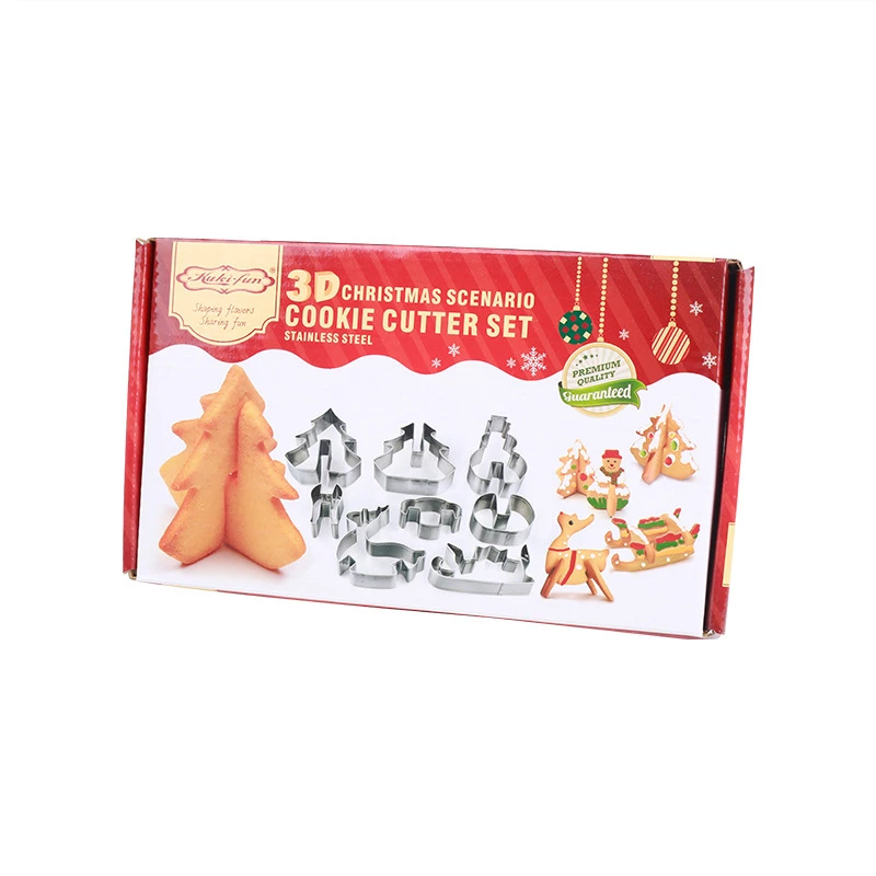 

8 sets of Stainless steel Christmas 3D cookie cutter molds Steel Utensils Stainless, Silver