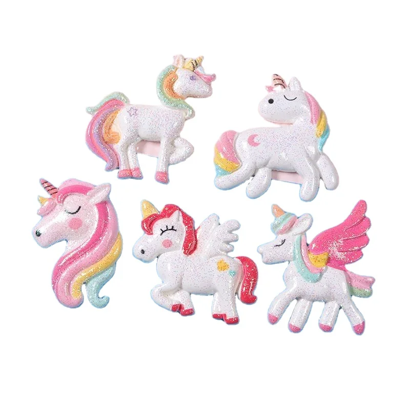 

Glitter Unicorn Resin Charms Cartoon Horse Flat Back Cabochon Fashion Phone Case DIY Ornament Pendants Jewelry Making