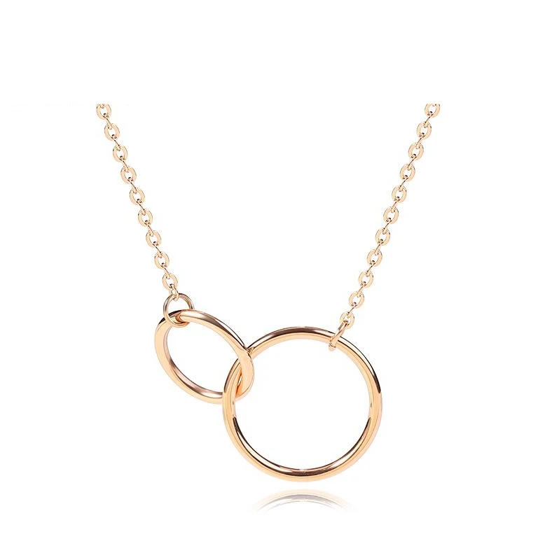 

2021 new 925 silver wish card gift jewelry two circle interlocking necklaces