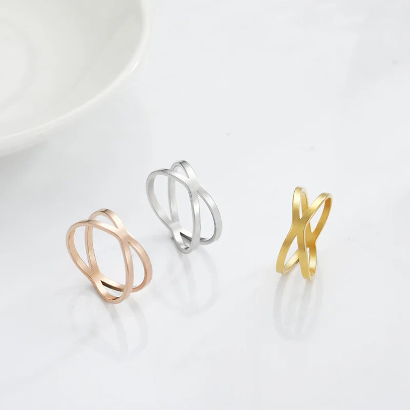 

Cross Gold Color Women Rings Stainless Steel Fashion Wedding Casual Ring Elegant Female Jewelry Gift for Lover Friend, Steel color,gold, rose gold