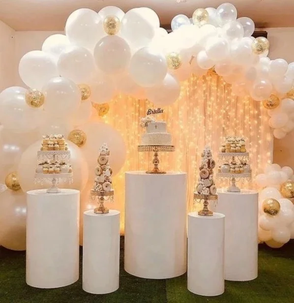 
Round Acrylic plinth Event column white pedestal display wedding flower stand for Events marriage party wedding decoration 