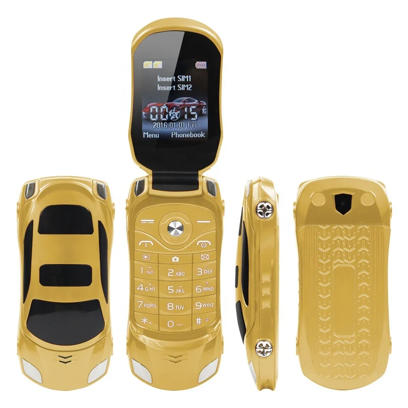 

Ready stock Car styling dual SIM dual standby mini flip feature phone