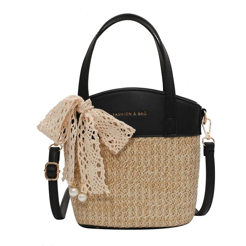 

2021 Woven Rattan Bag Women Straw Shoulder Small Beach Handbags Summer Handmade Messenger Crossbody Bags for Women, Customizable