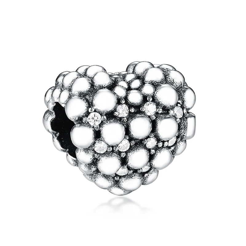 

Women Kids Valentine Berloque 925 Silver Heart Beat Irregular Bubble Bead Charms For Bracelet Jewelry Making