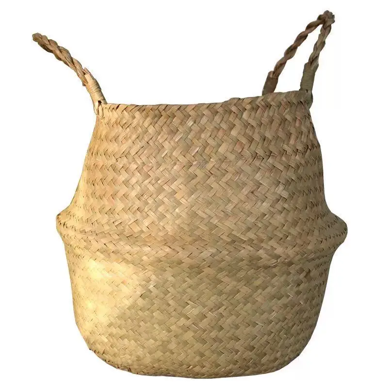 

Indoor Outdoor storage Natural Multi Flower Plants Pots Straw Woven Seagrass Belly Storage Basket planter