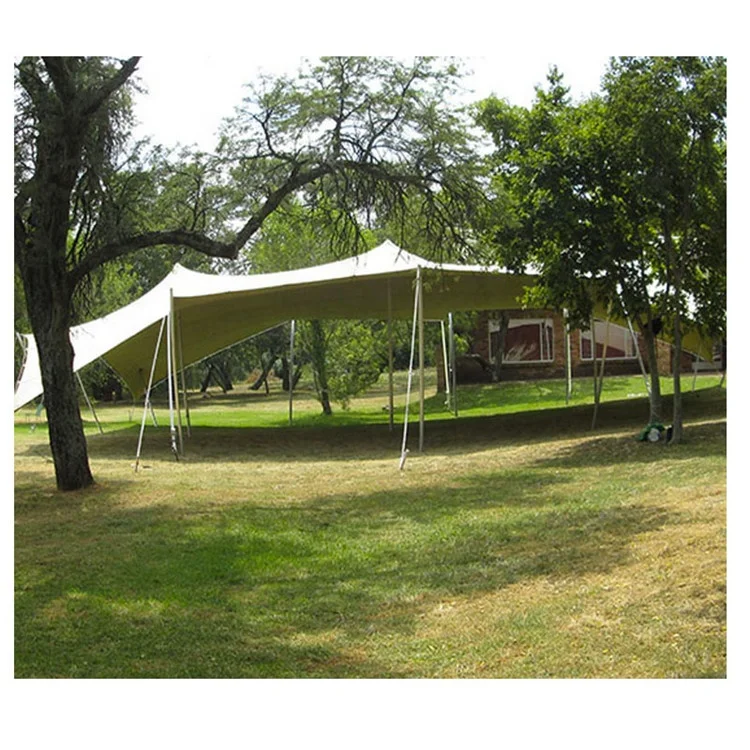 

high quality OEM size free style bedouin stretch tent in China use for outdoor wedding party, White, sand, rice white