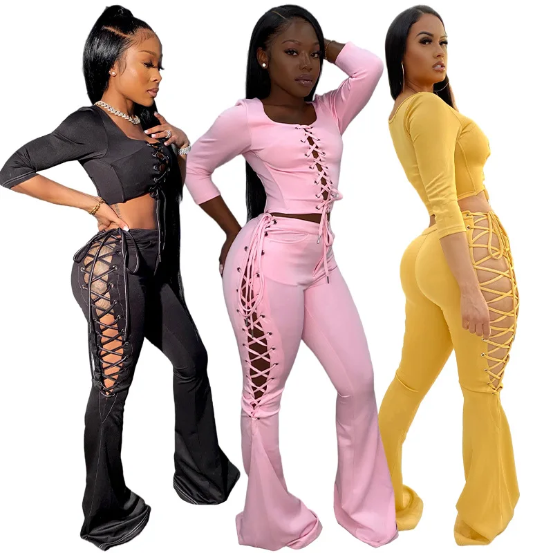 

MD-200Crop Tops Workout 2 Piece Pants Sets Women Tracksuits Summer Fall Clothes 2 Two Piece Pant Sets Biker Short Sets Clothing