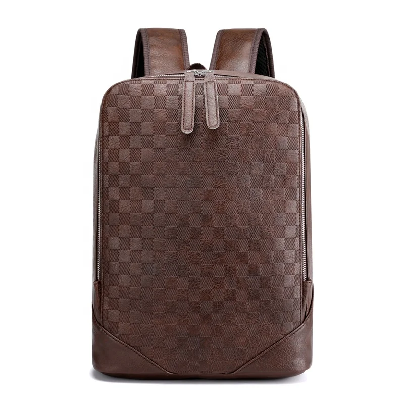 

Best selling large capacity daily travel black brown college business waterproof boys PU bag leather bags men backpack