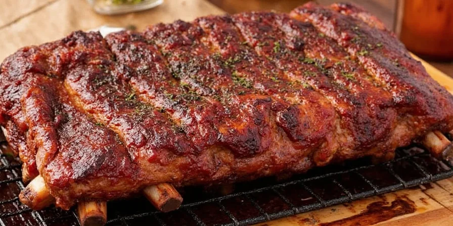 Checking rib doneness with thermometer