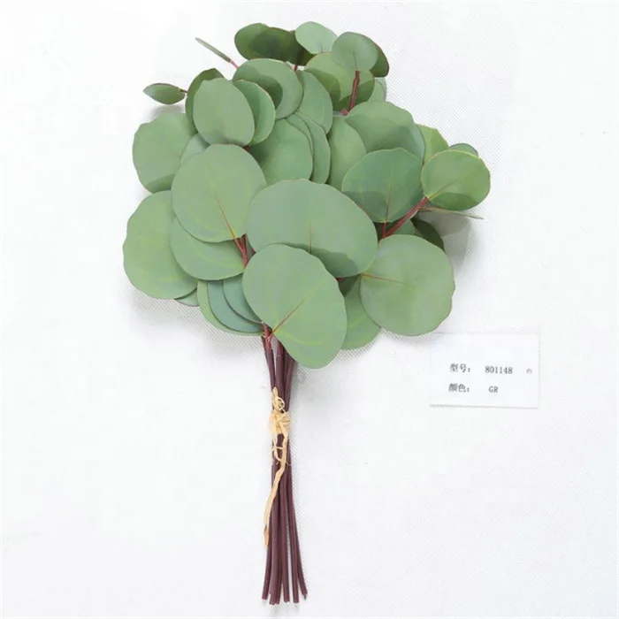 

F-1664 Wholesale Real Touch PU Artificial Eucalyptus Leaves Silver Dollar Eucalyptus Stem For Wedding Decoration