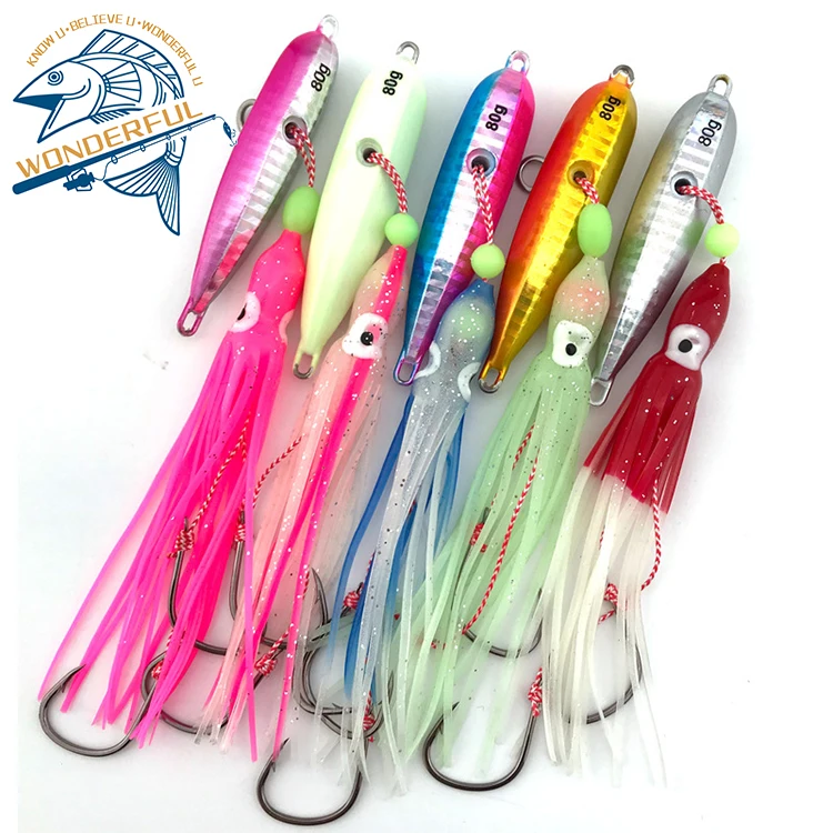 

Wholesale New Design Artificial Lifelike octopus jig head Luminous Night Fishing Squid Jig Lure With Assist Hook
