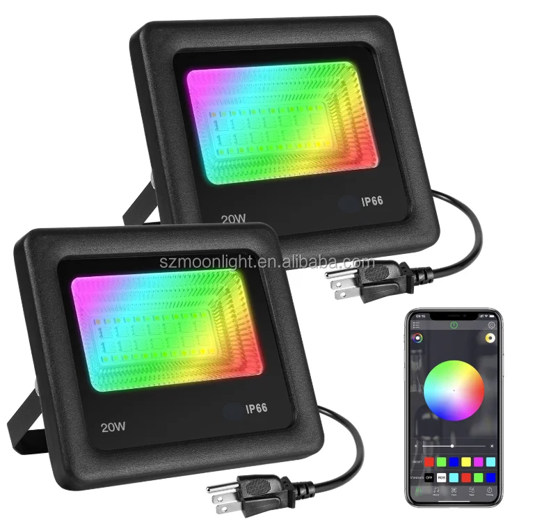 IP65 high bright waterproof outdoor projector light bluetooth/wifi/voice control 20w RGBCW color changing smart led flood light