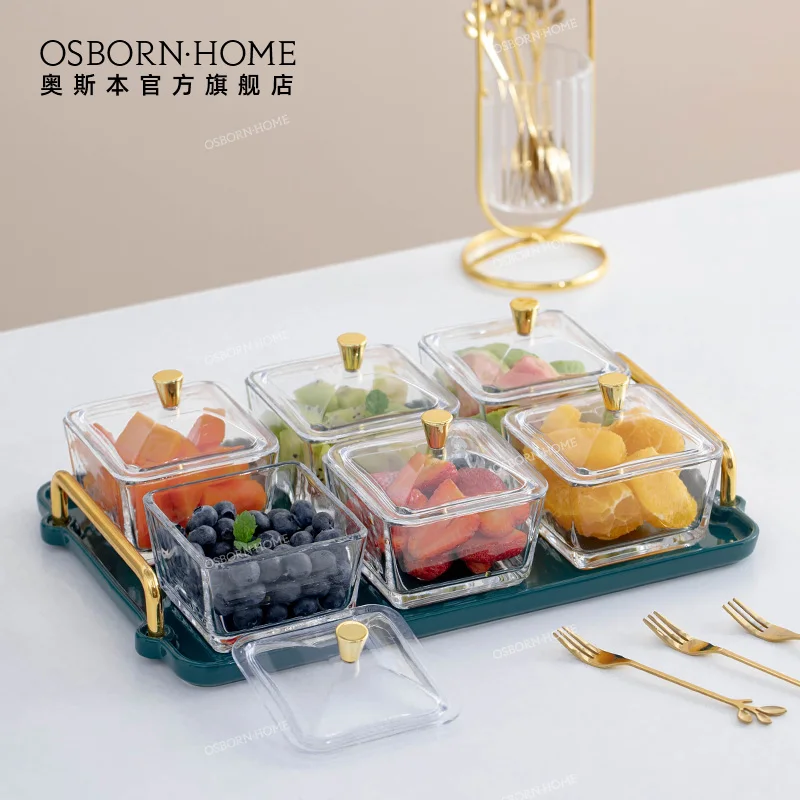 

OSBORN Nordic Square glass Snack Fruit Serving bowls dishes Sauce Dish with lid ceramics tray other hotel, Picture
