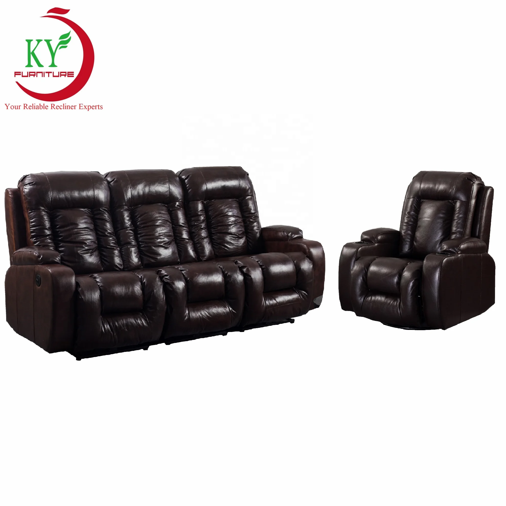

JKY Furniture Living Room Modern Leather Recliner Sofa Set 3+2+1