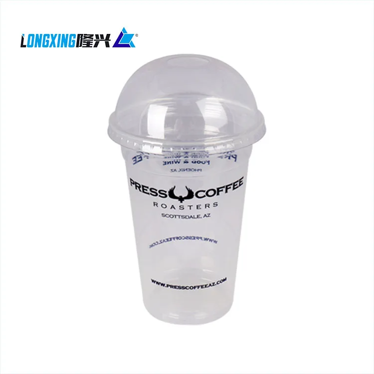 
manufacturer 12oz cold drink clear plastic cup with PET dome lid /disposable plastic cup196# 