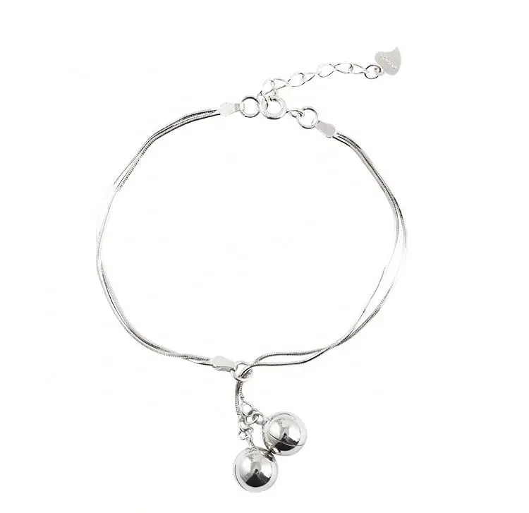 

S925 Silver Double Bell Bracelet Simple Temperament Women's Bracelet