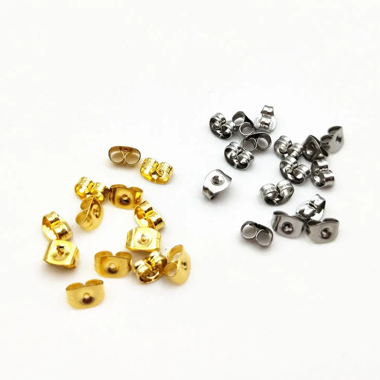 

S617 Gold Plated Stainless Steel Butterfly Shape Earring Backs Stoppers Findings, Ear Post Nuts, Scroll Backs Findings