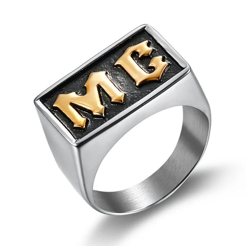 

316L Stainless Steel Gold Silver Enamel Biker Mc Ring Custom Mens Motorcycle Biker Band Party Mc Rings