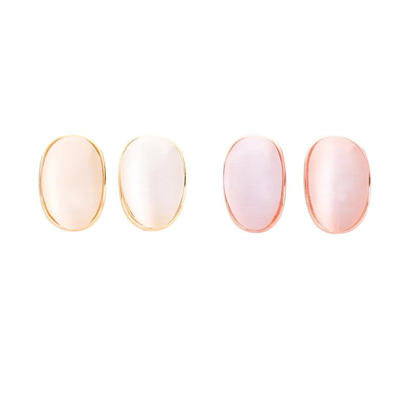 

e0518 2020 Korean Fashion Rose Gold Geometric Oval Hypoallergenic Jewelry Wholesale Women Dainty Opal Earrings Stud