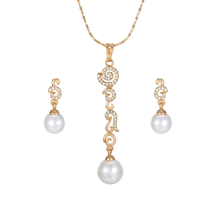 

64035 Xuping Fashion wholesale dubai gold plated pearl jewelry sets