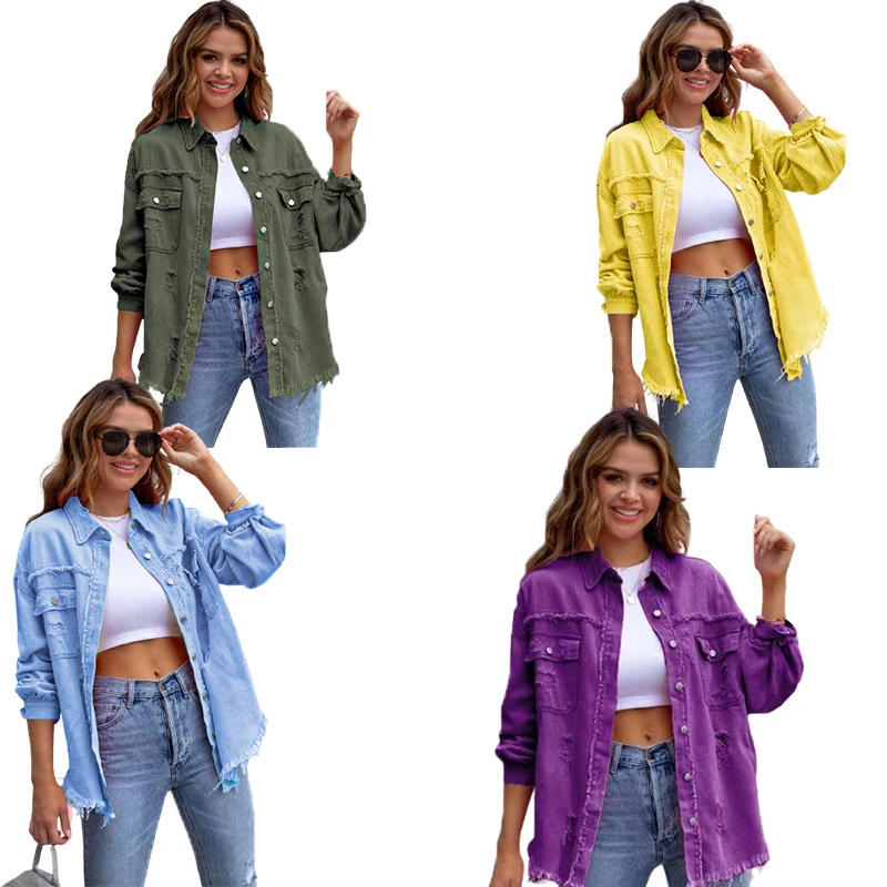 

Solid Casual Loose Denim Shirts For Women 2023 Summer Vintage Women's Oversized Shirts And Blouses Fashion Youth Female Top