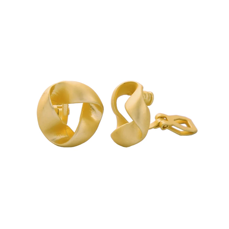 

de980197 Free Shipping Cheap Wholesale 2020 Trendy Simple Irregular Twisted Hoop Worn Gold Plated Clip On Stud Earrings