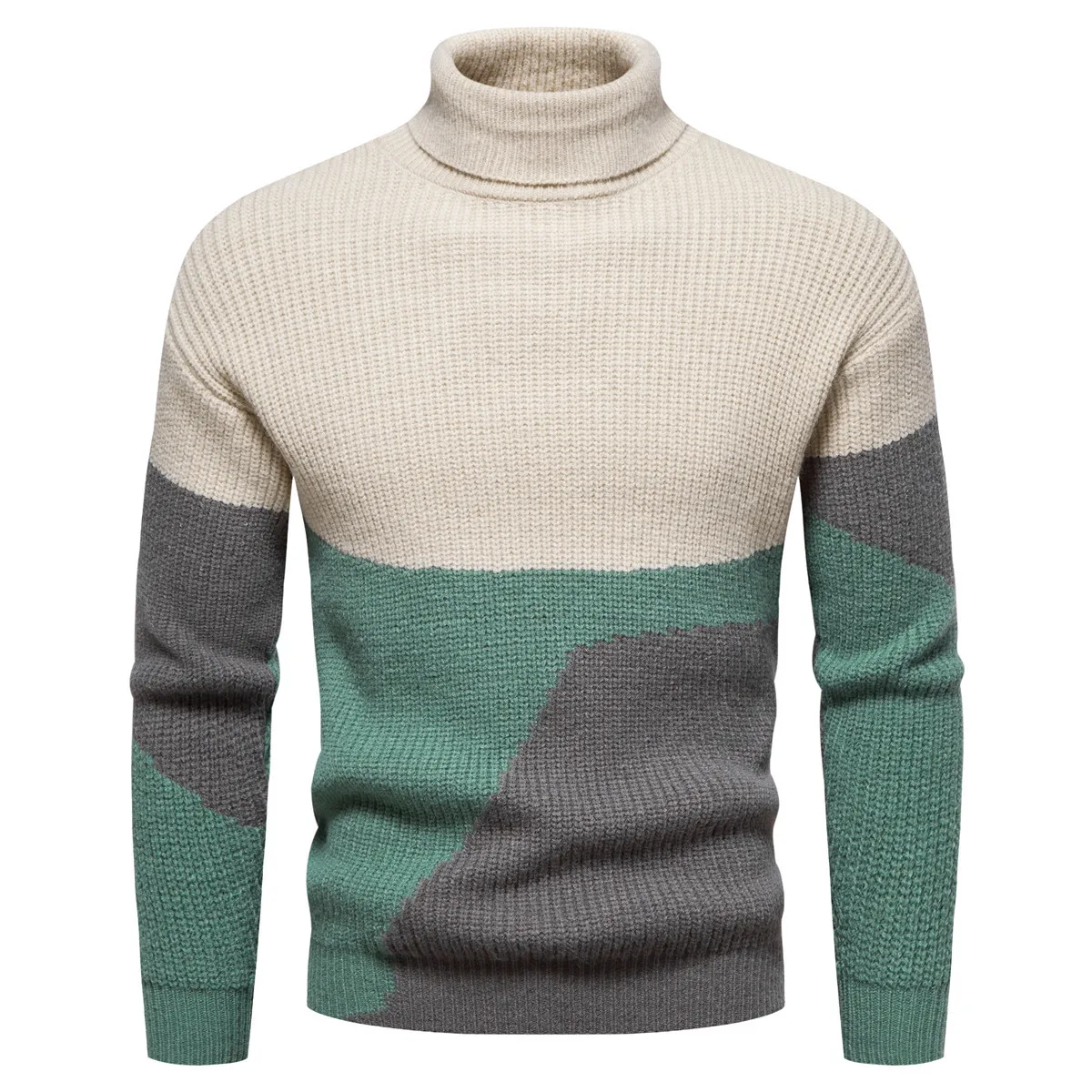 

Autumn and Winter New Men's Knitwear Colored High Neck Sweater Men's Underlay Slim Fit Pullover Sweater