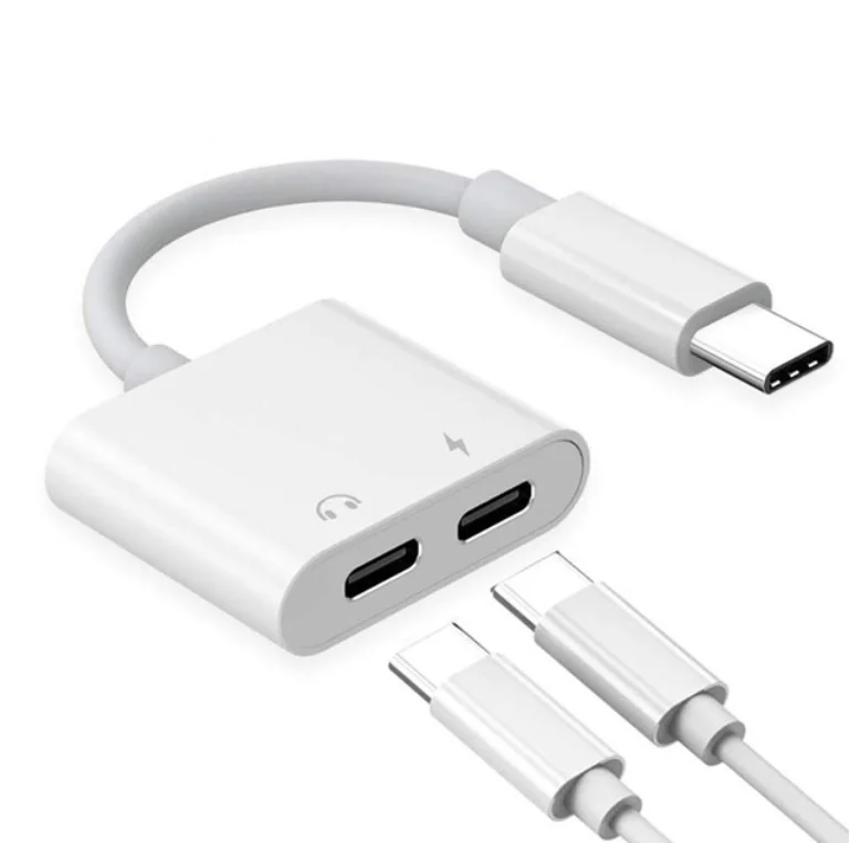 

2in1 USB 3.1 Type C To 3.5mm Audio Headphone Jack Aux Adapter Splitter Charging Cable DAC Chip