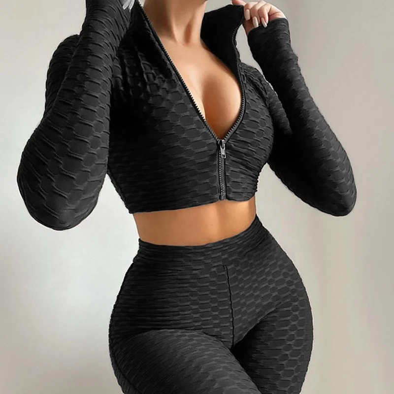 

QC-J11058 Women exercise yoga bubble pants plus size sports yoga shorts women women work out two piece set tracksuit