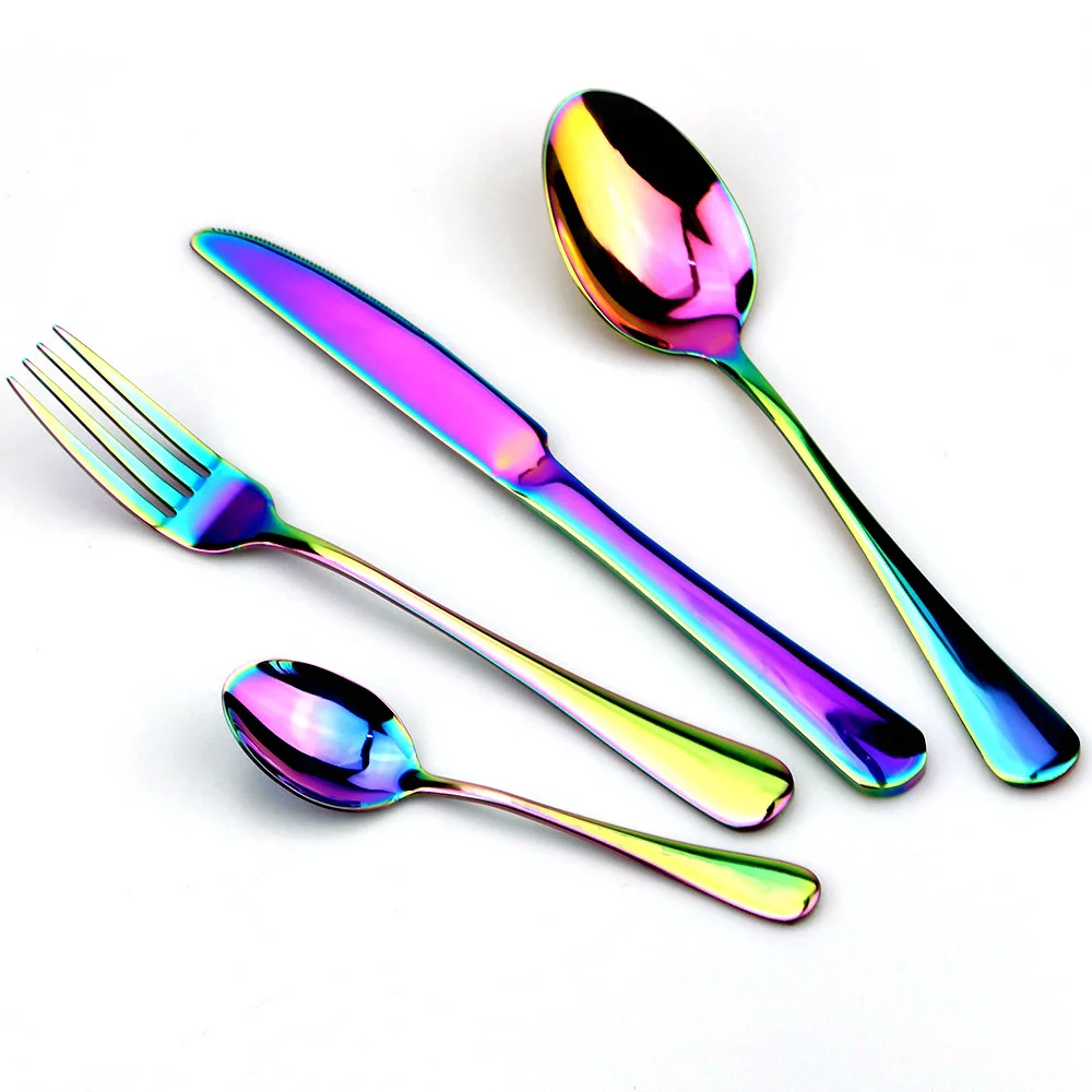 

Creative Stainless Steel Colorful Cutlery Set Dinner Set Travel Dinnerware Fork Knife For Wedding And Hotel