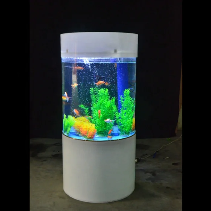 

Home decoration LED acrylic round column aquarium fish tank