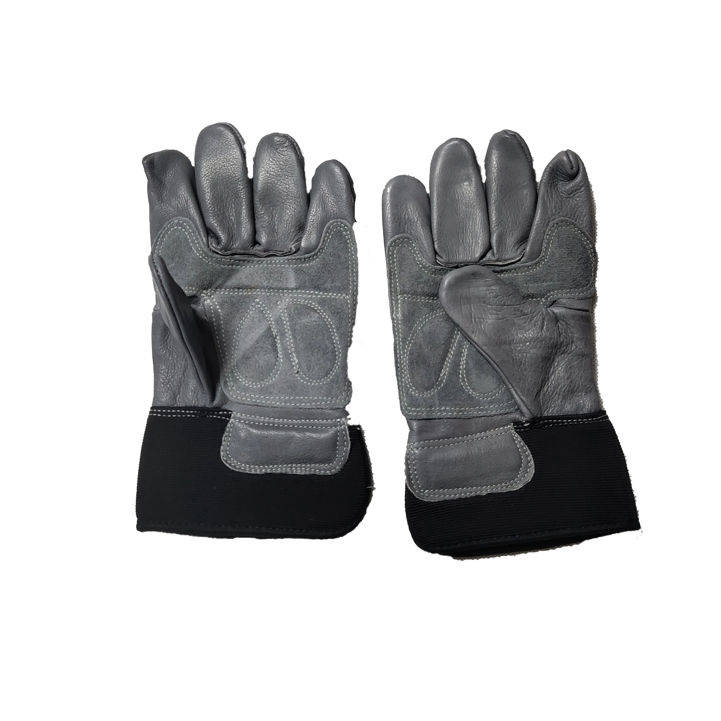 
Winter cow leather Palm TPR Patch Ottoman Knitted Mechanical safety working impact resistant magic buckle Gloves 