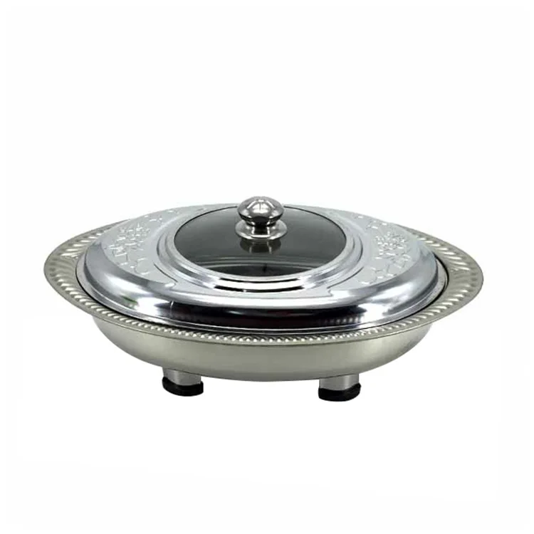 
hot pot chafing dish buffet set stainless steel Oval plus four legged tray 