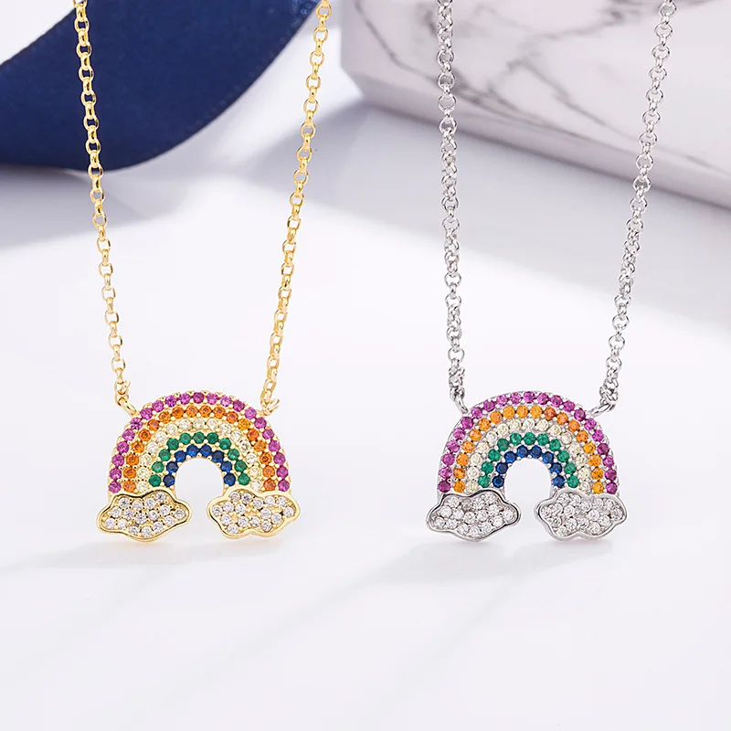 

Factory S925 Sterling Silver Rainbow Necklace Gold Plated Monaco Fashion Jewelry